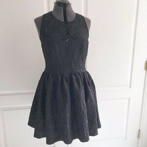 Lissa Mar Black Textured Lace Neck Racerback Sleeveless Fit & Flare LBD Size 6